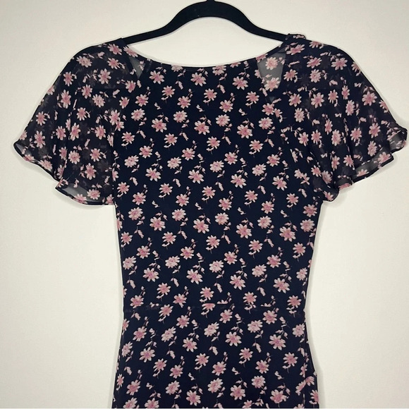 JOIE Orita 100% Silk Floral Ruffles Surplice Midi Dress - Picture 9 of 12